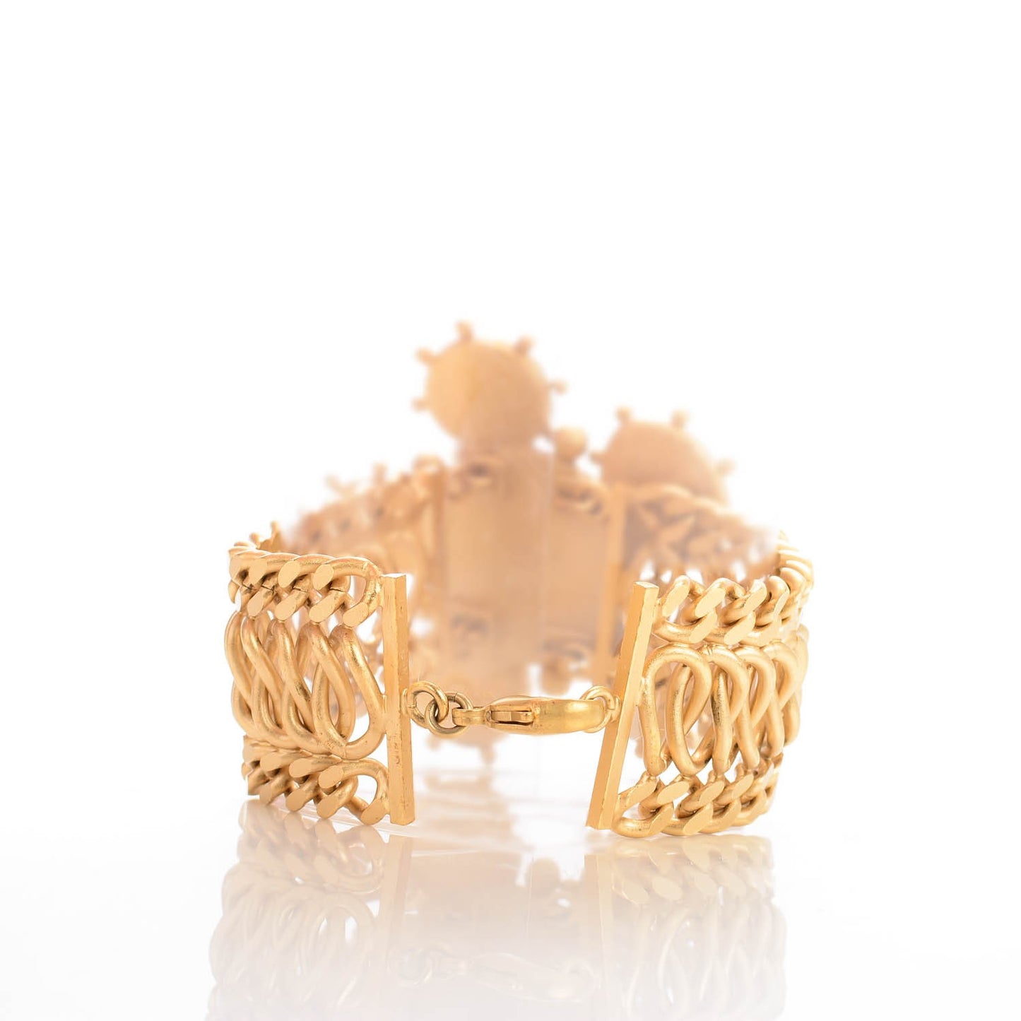 Pearl Crystal Gripoix Poured Glass CC Bracelet Gold