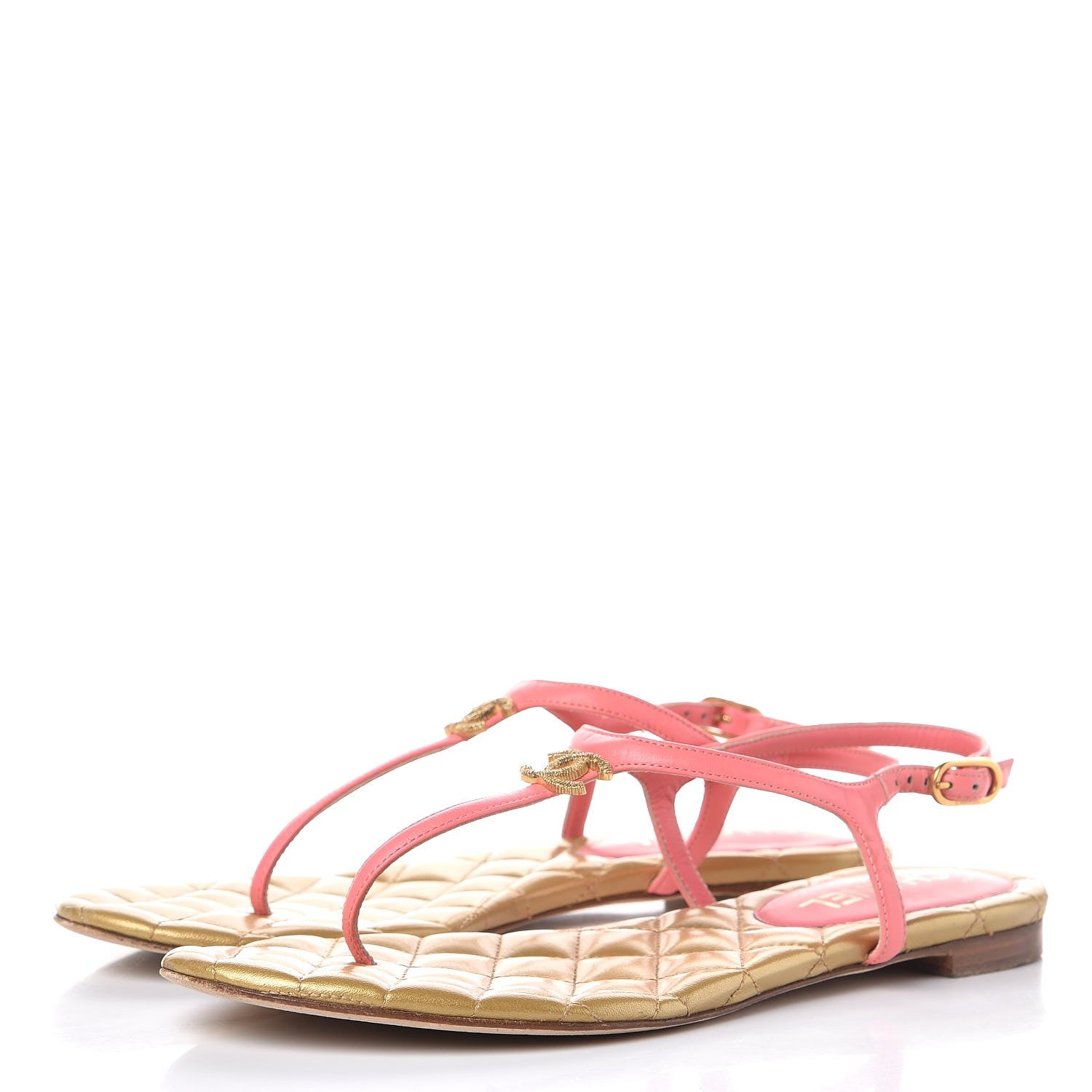 Chanel Lambskin Quilted CC Thong Sandals 40 Pink 3 of 10