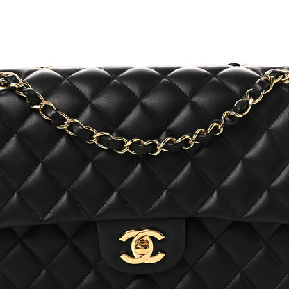 Chanel Lambskin Quilted Medium Double Flap Black 8 of 13