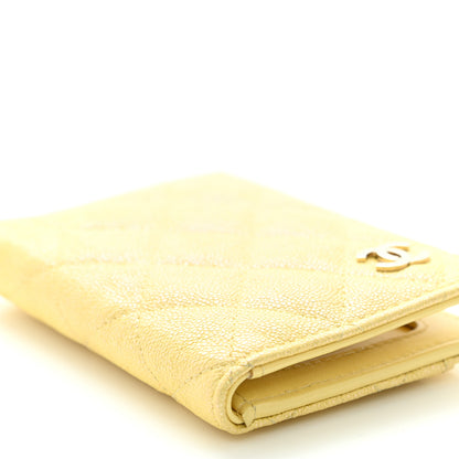 Chanel Caviar Quilted Card Holder Wallet Yellow 9 of 11
