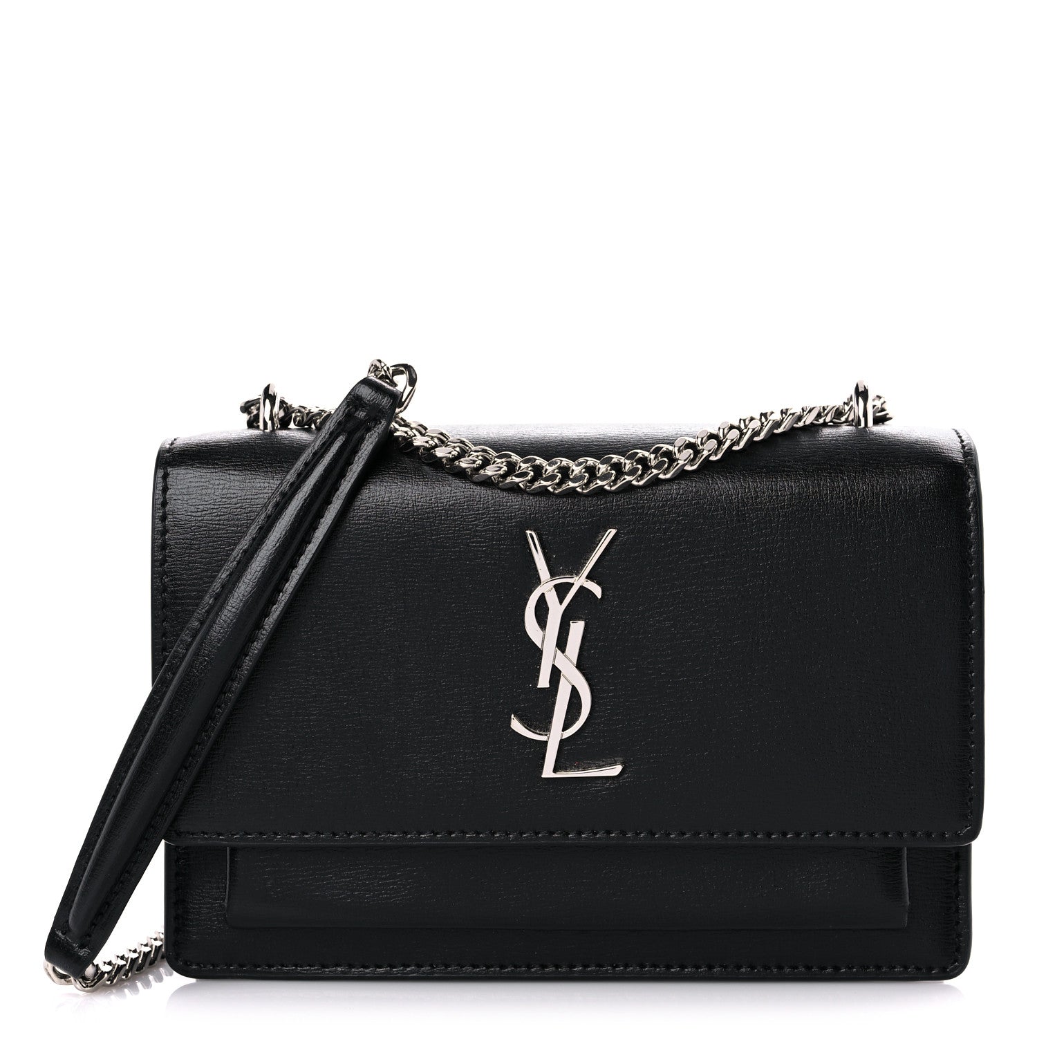 Saint Laurent Calfskin Monogram Sunset Chain Wallet Black 1 of 14