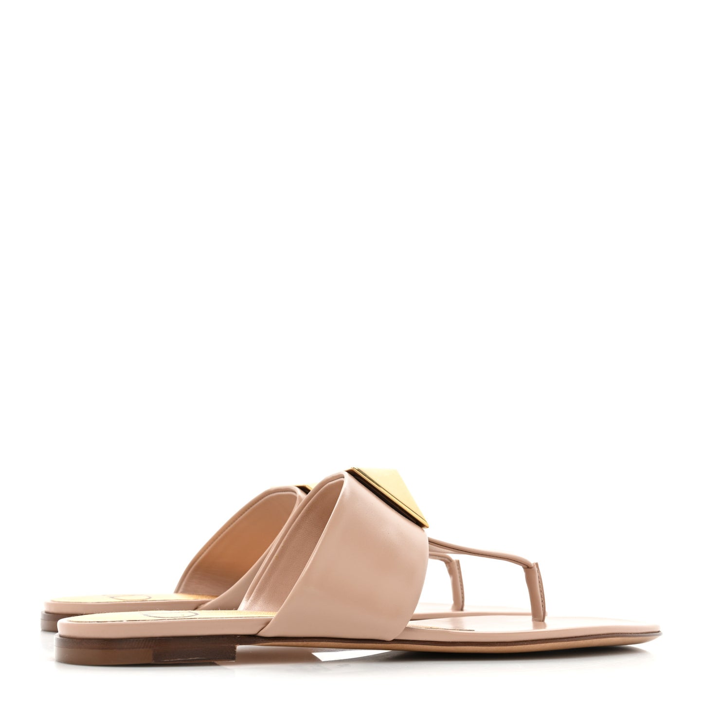 Calfskin One Stud Flat Thong Sandals 38 Rose Cannelle