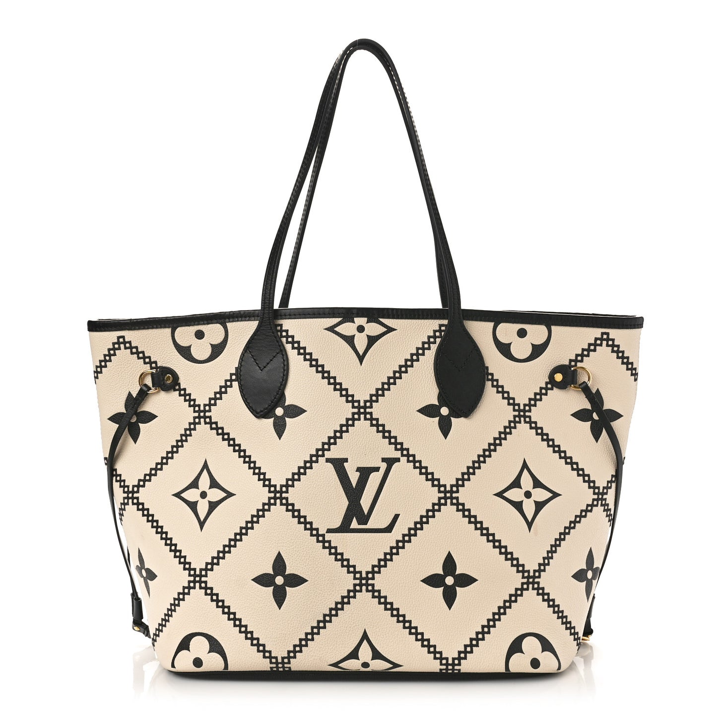 Empreinte Monogram Giant Broderies Neverfull MM Cream Black