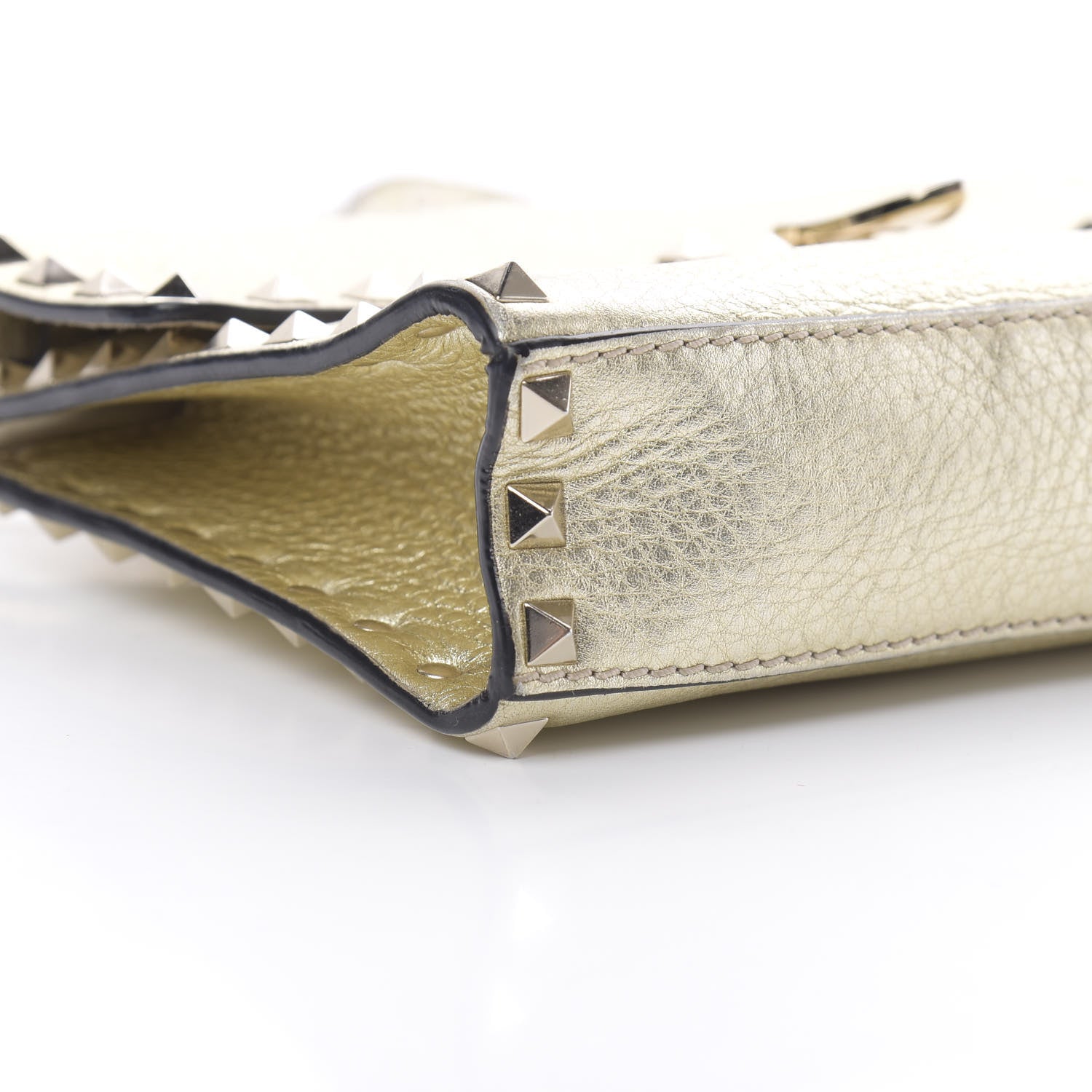 Valentino Garavani Metallic Pebbled Calfskin Medium Rockstud Flip Lock Crossbody Bag Platino 8 of 14