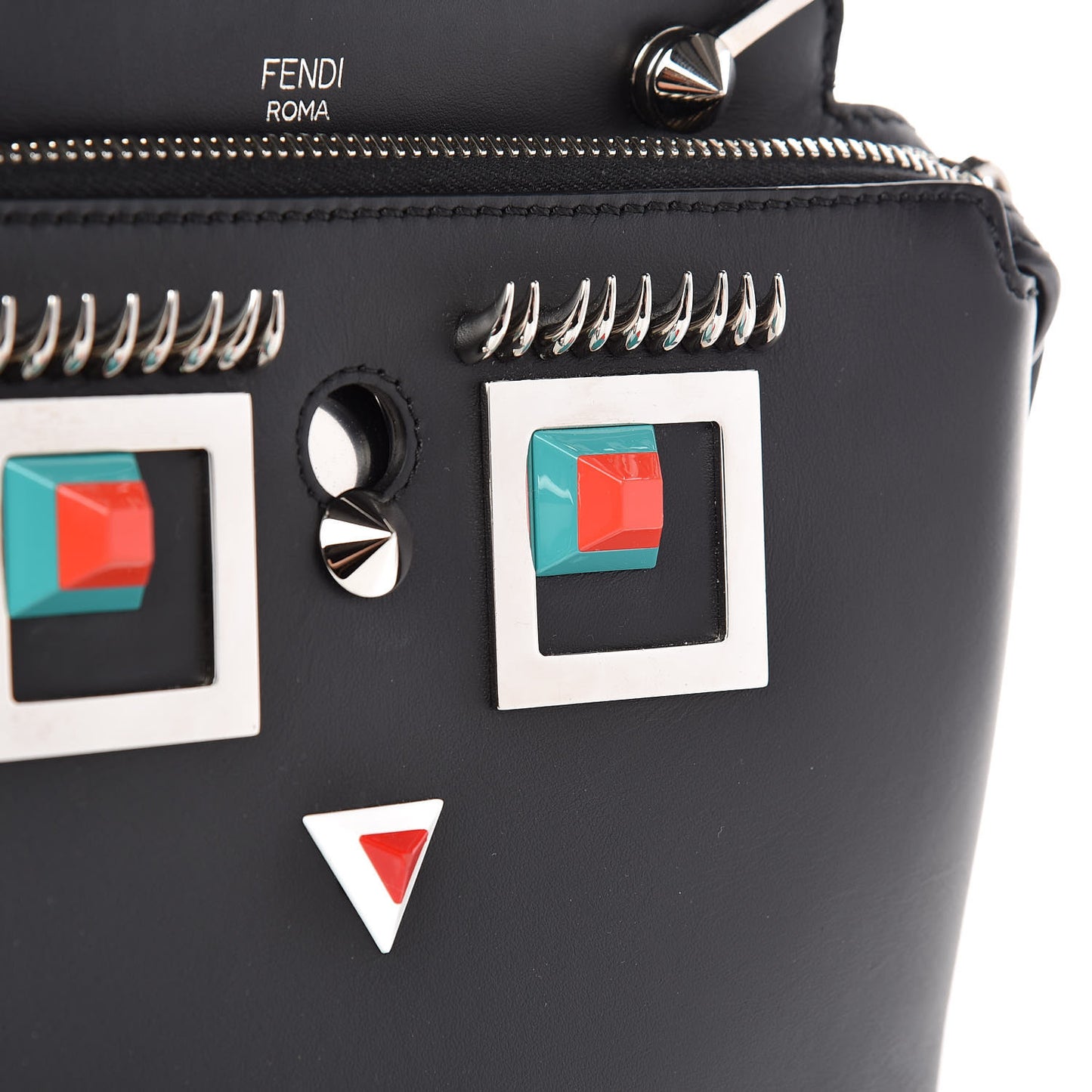 Vitello Baltico Hypnoteyes Studded Small Dotcom Click Chain Satchel Black