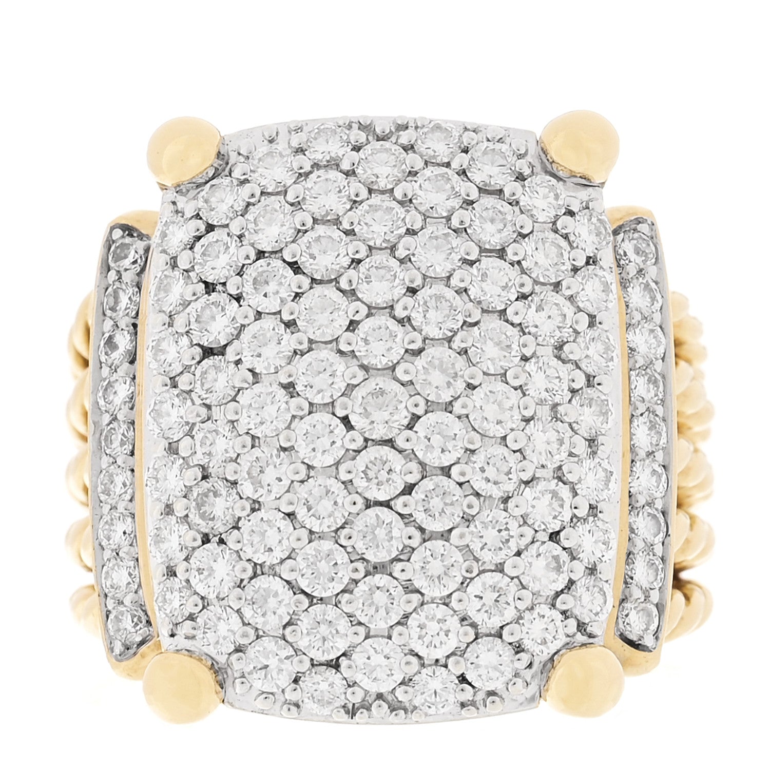 David Yurman 18K Yellow Gold Diamond 20mm Wheaton Ring 55 7.25 1 of 5
