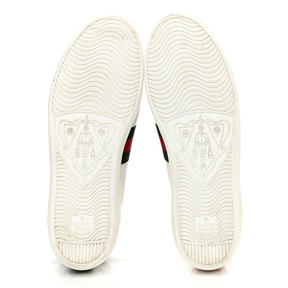 Gucci Calfskin Ayers Bee Embroidered Womens Ace Sneakers 41 White Green 5 of 9