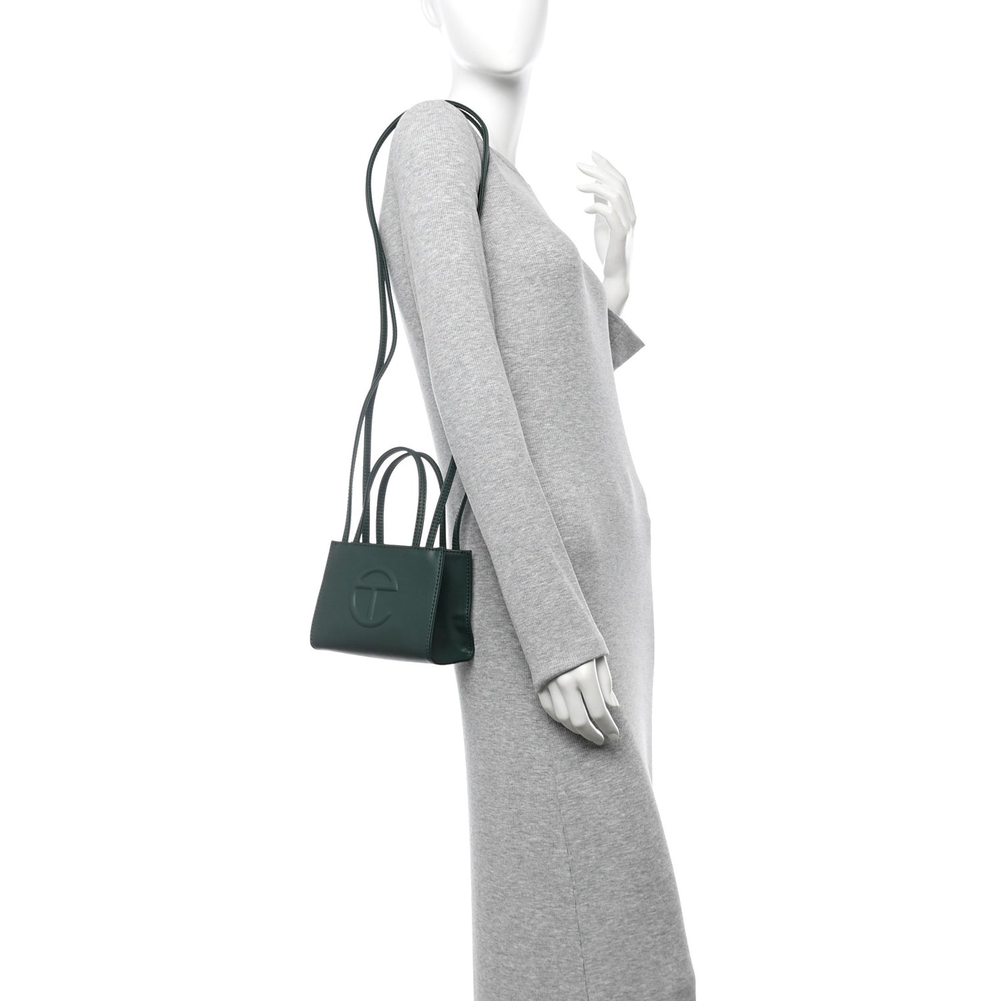 Vegan Leather Small Shopping Bag Dark Olive