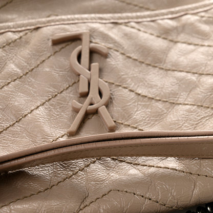Saint Laurent Crinkled Calfskin Matelasse Monogram Medium Niki Chain Satchel Gold Sand 13 of 15