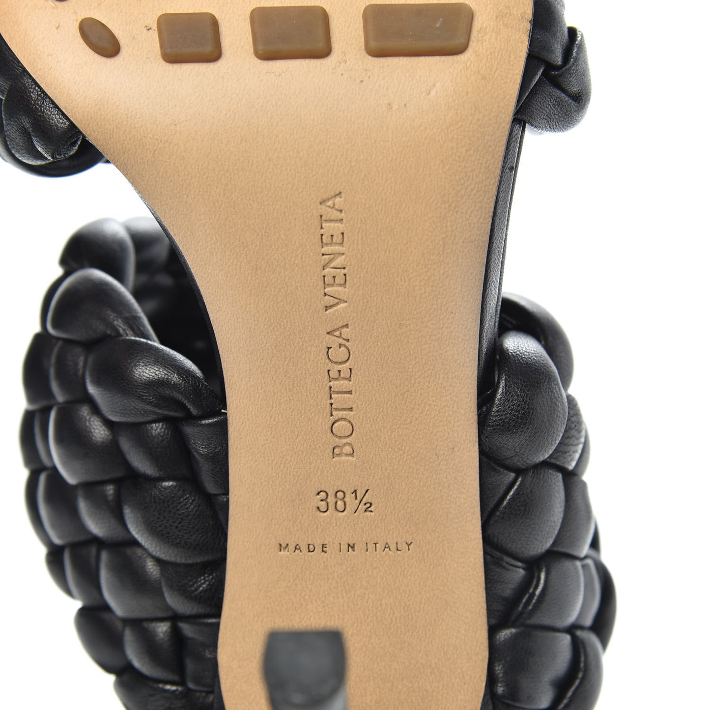 Nappa Twisted Padded Intrecciato Curve Slide Sandals 38.5 Black