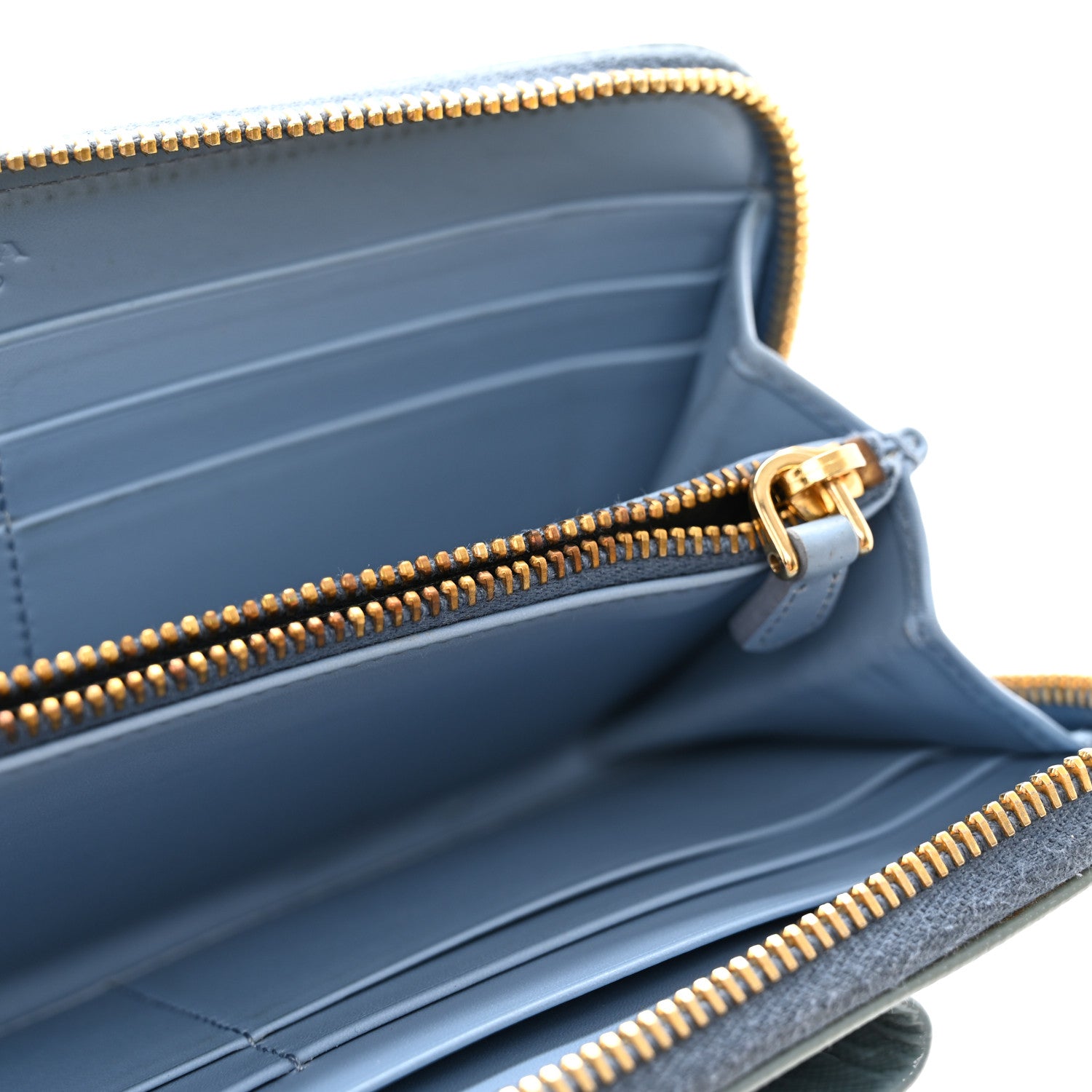Prada Saffiano Vernice Fiocco Bow Zip Around Wallet Fiordaliso 17 of 18