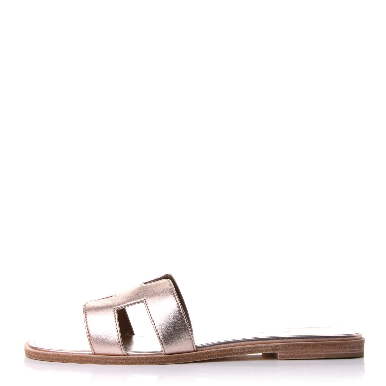 Hermes Metallic Calfskin Oran Sandals 40.5 Rose Dore 1 of 8