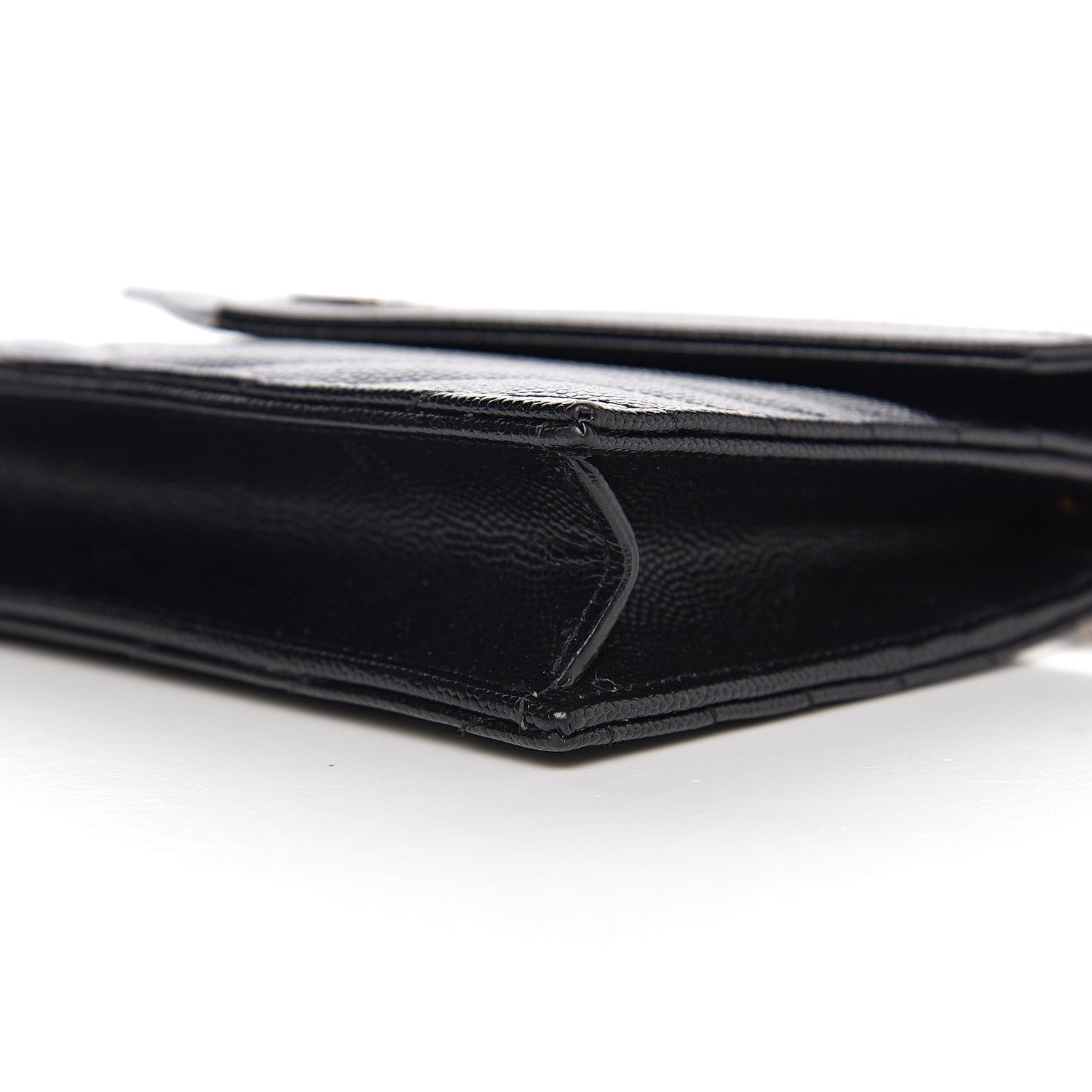 Saint Laurent Grain De Poudre Matelasse Chevron Monogram Envelope Chain Wallet Black 8 of 10