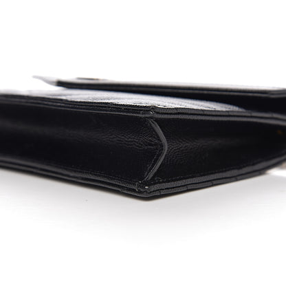Saint Laurent Grain De Poudre Matelasse Chevron Monogram Envelope Chain Wallet Black 8 of 10