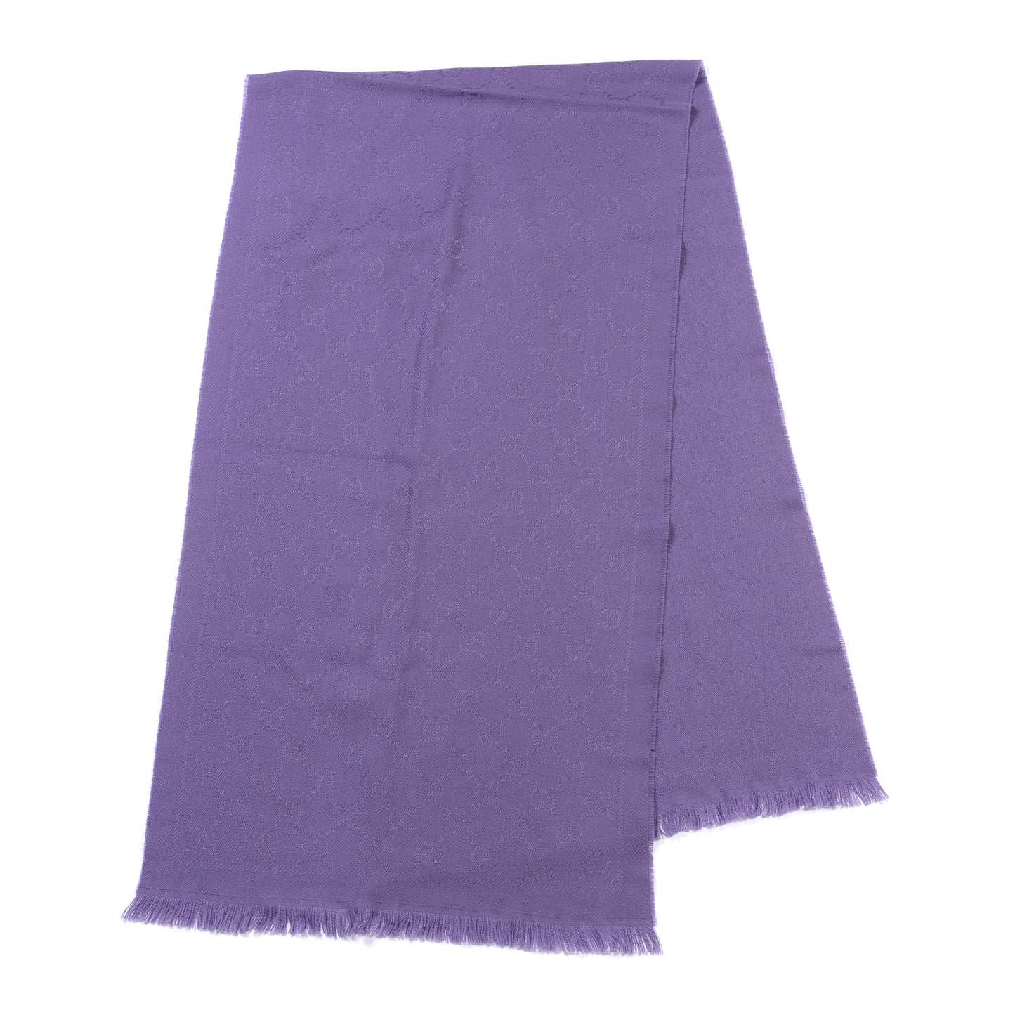 Wool Monogram Fringe Scarf Purple