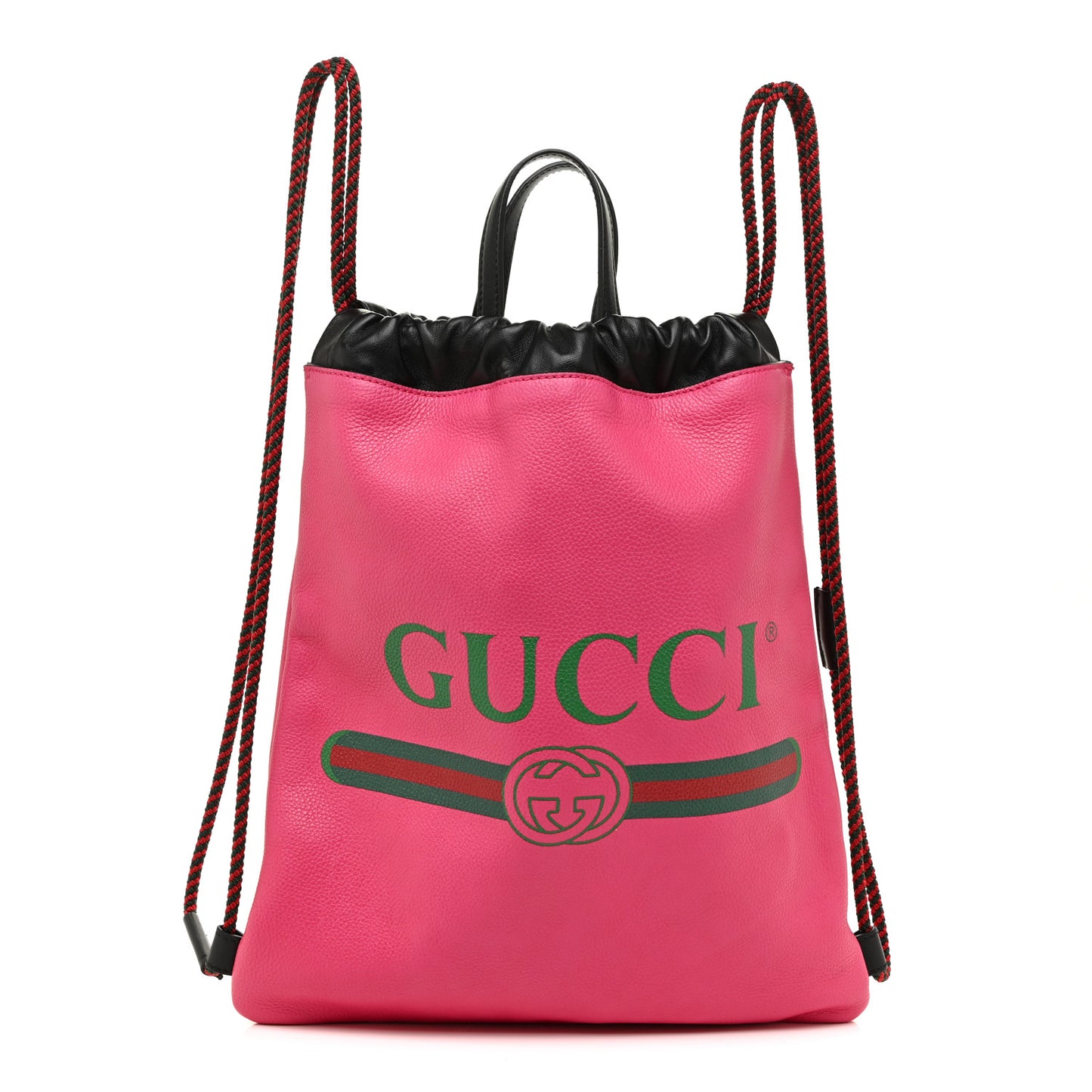 Grained Calfskin Logo Drawstring Backpack Box Pink Green Black