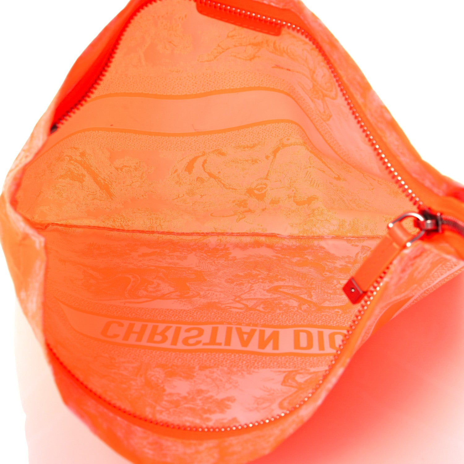 Christian Dior Embroidered Toile De Jouy Diortravel Zipped Pouch Orange 5 of 11