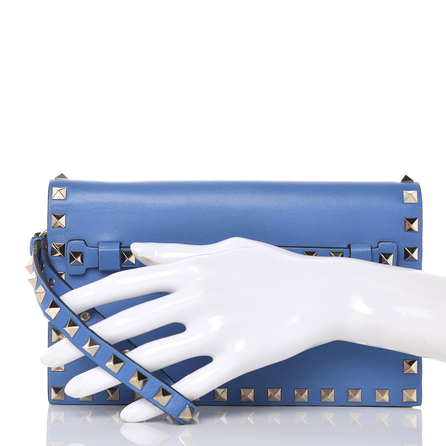 Valentino Garavani Nappa Small Rockstud Wristlet Clutch Light Sapphire 2 of 10
