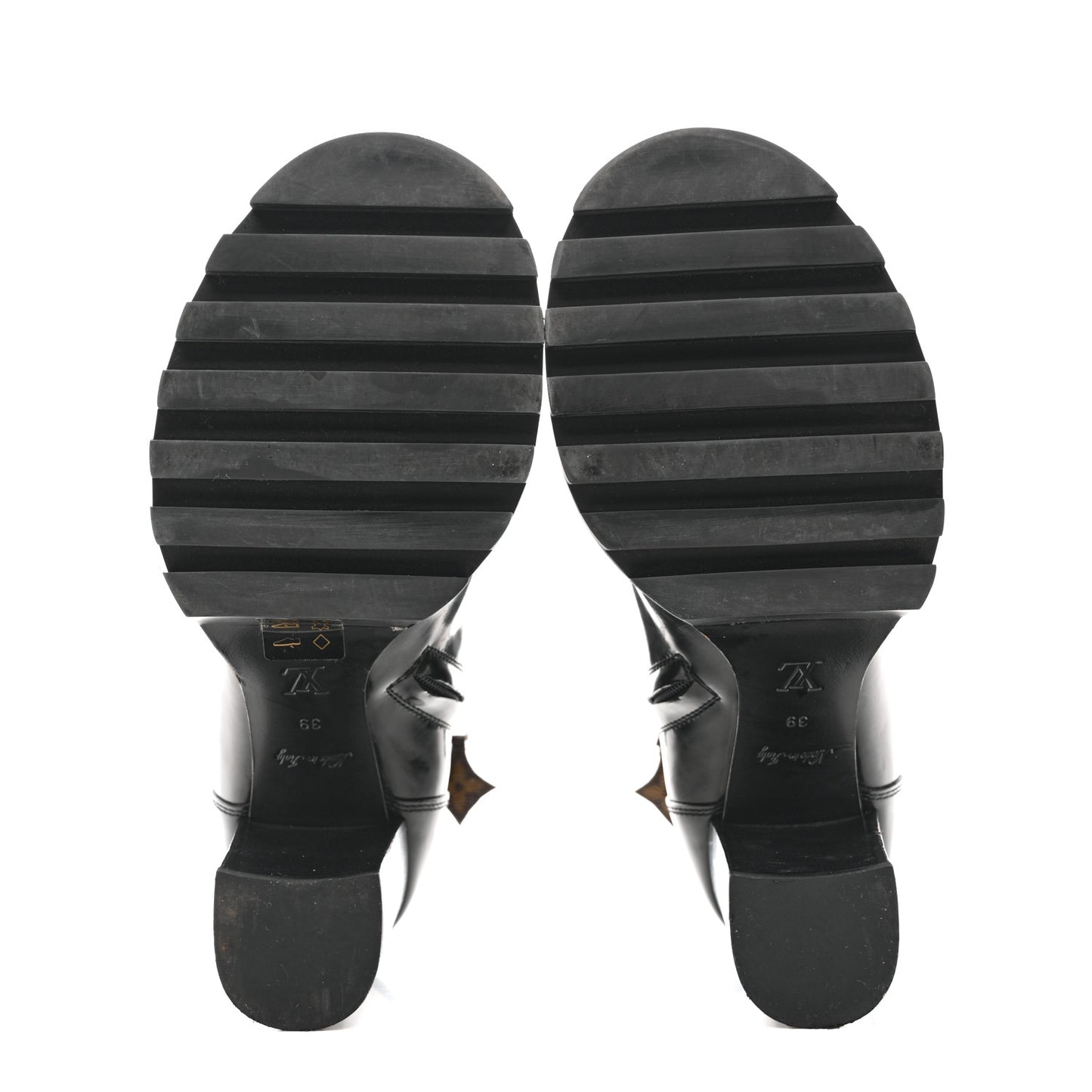 Glazed Calfskin Monogram Star Trail Ankle Boots 39 Black