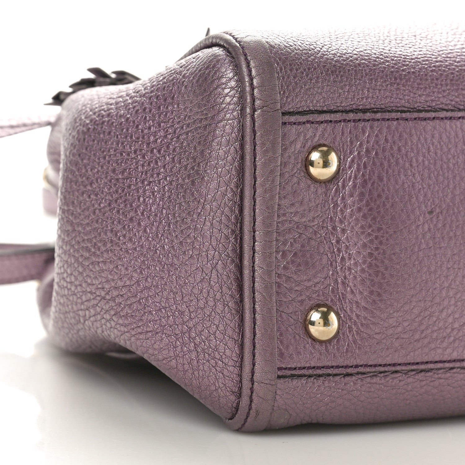 Gucci Metallic Pebbled Calfskin Small Soho Shoulder Bag Purple 9 of 10