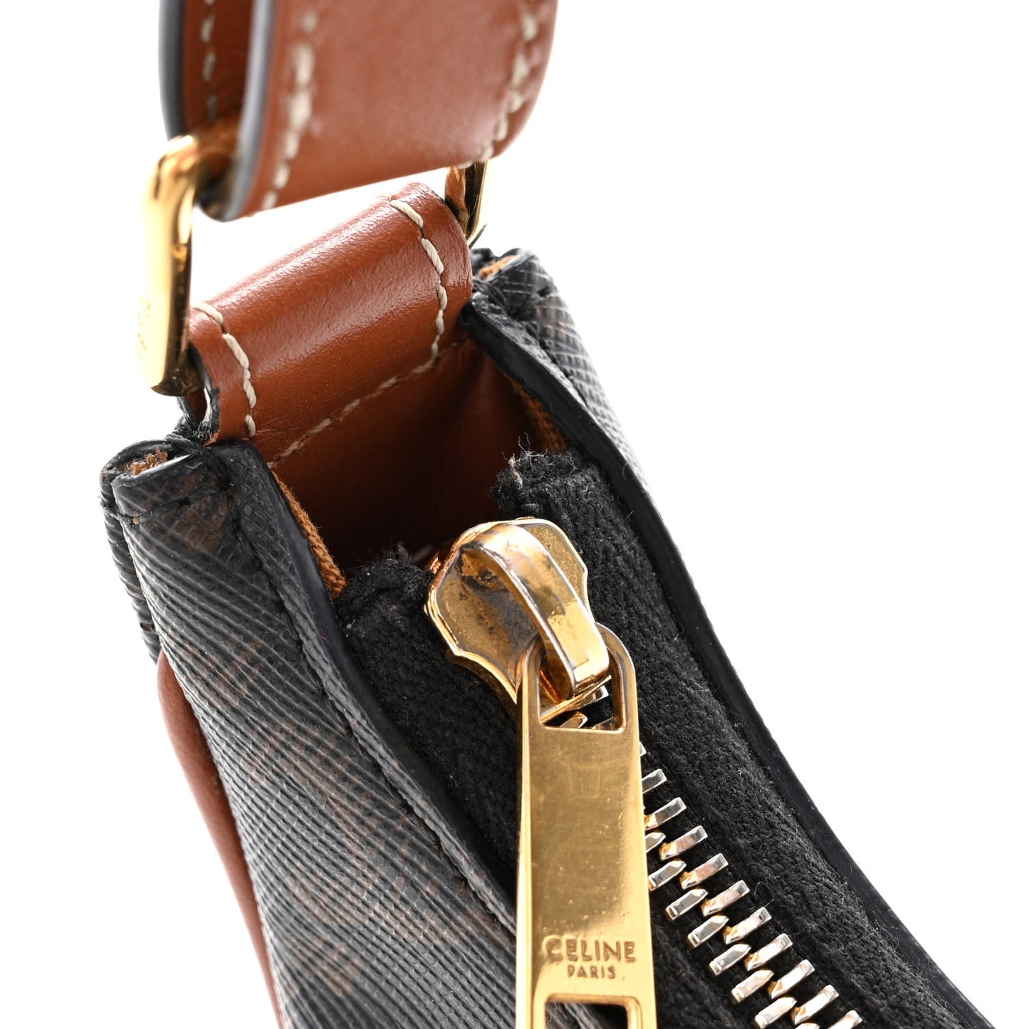 Triomphe Canvas Calfskin Ava Shoulder Bag Tan