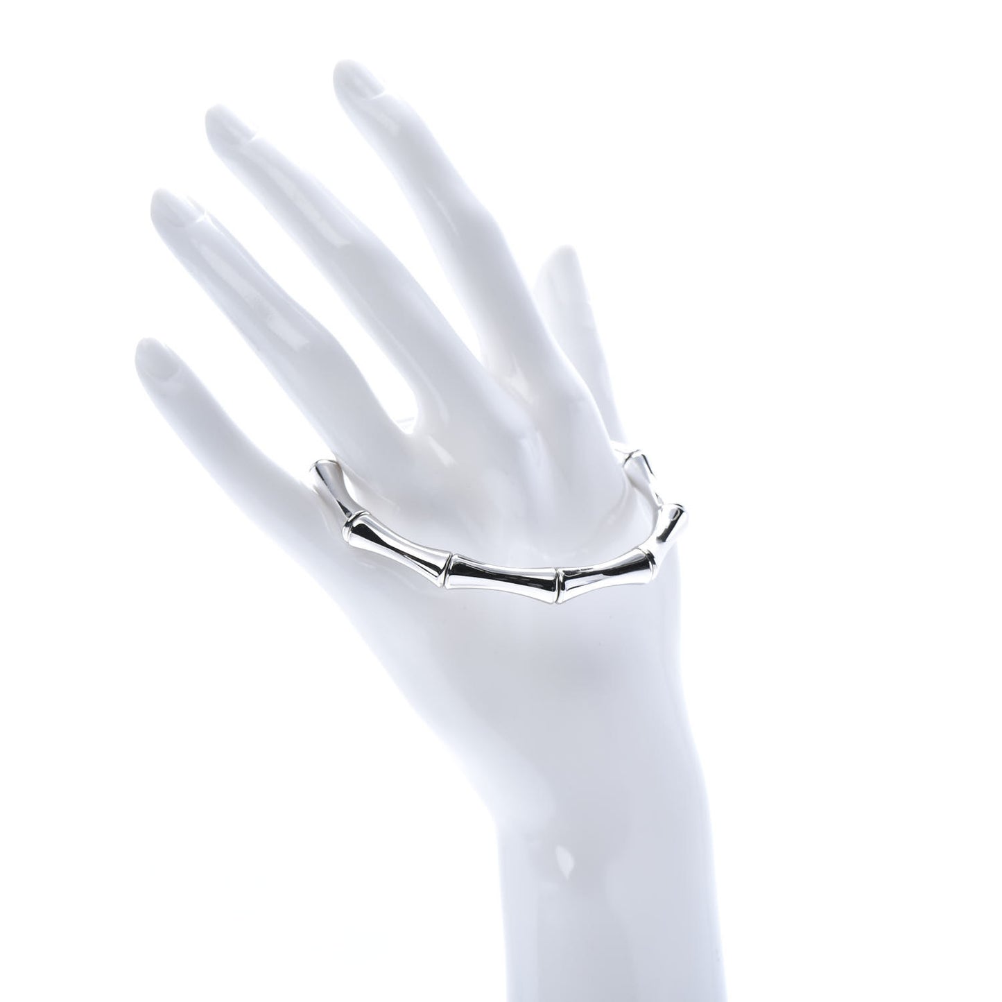 18K White Gold Medium Bamboo Spring Bracelet 18