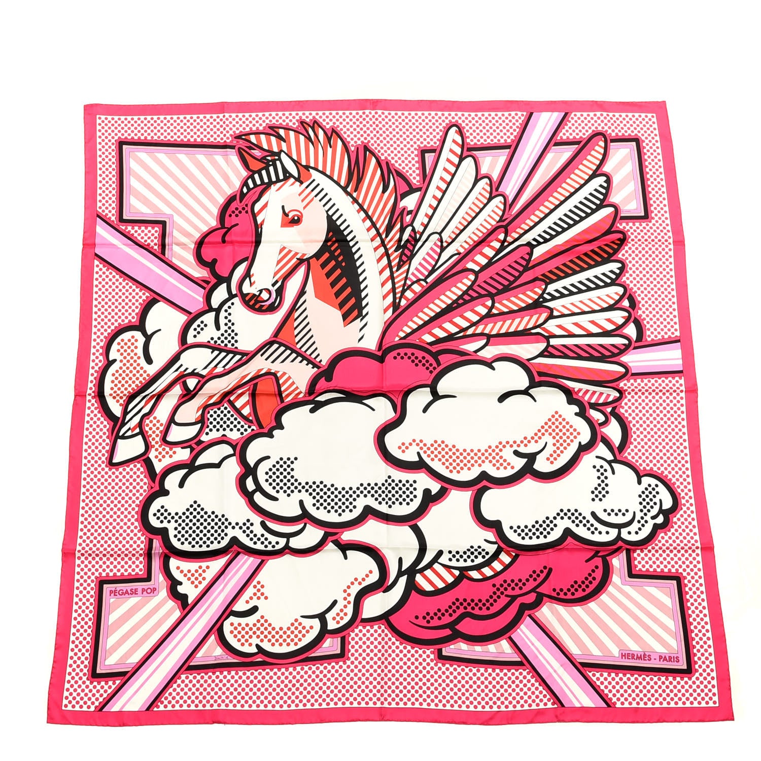 Hermes Silk Pegase Pop Scarf 140 Rose Azalee 1 of 4