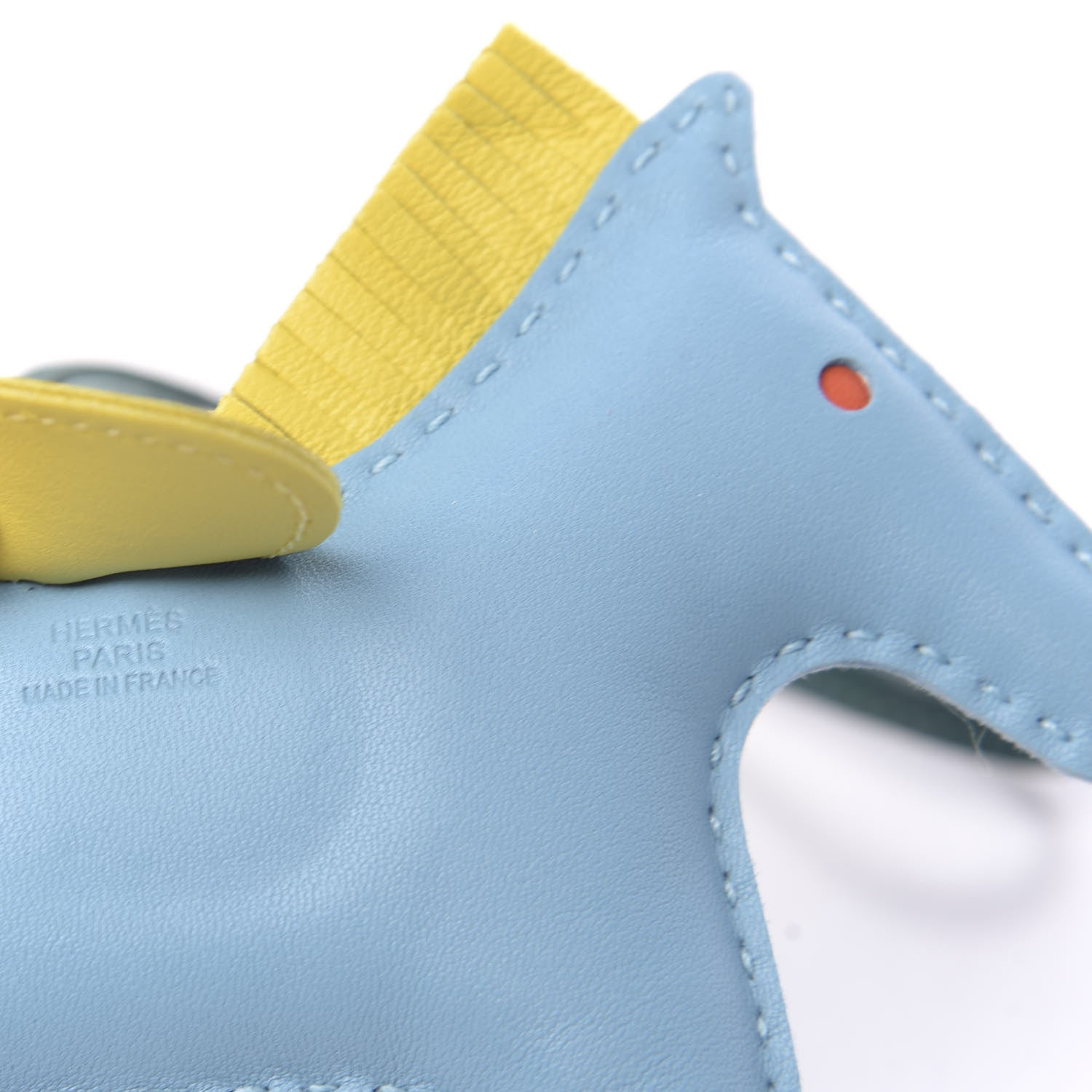 Hermes Milo Lambskin Grigri Rodeo Horse Bag Charm MM Bleu Celeste Lime Malachite 3 of 4