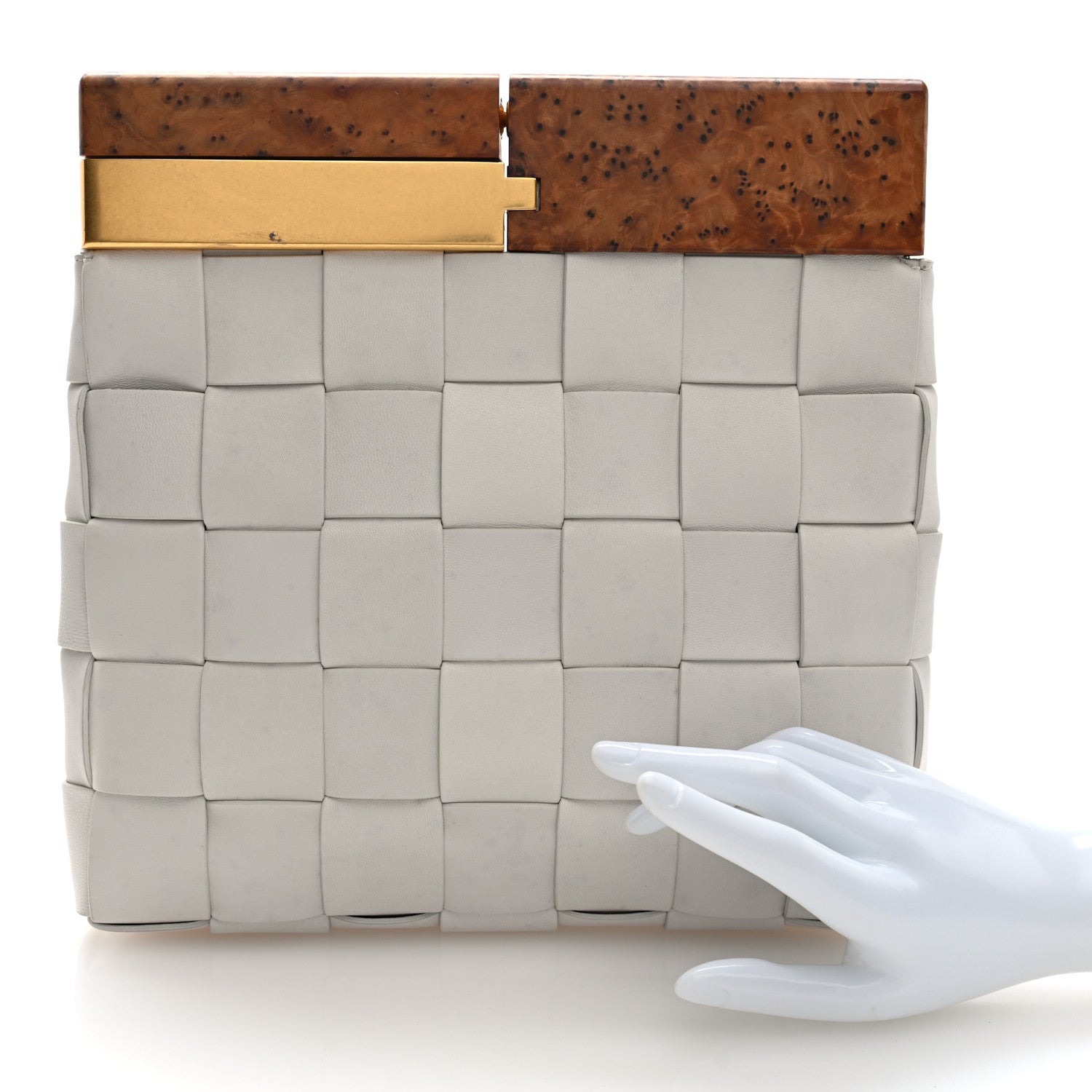 Bottega Veneta Nappa Intrecciato The Snap Clutch White 2 of 7