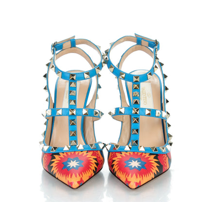 Valentino Garavani Calfskin Enchanted Wonderland Rockstud Ankle Strap Pumps 36 Light Stone 2 of 9