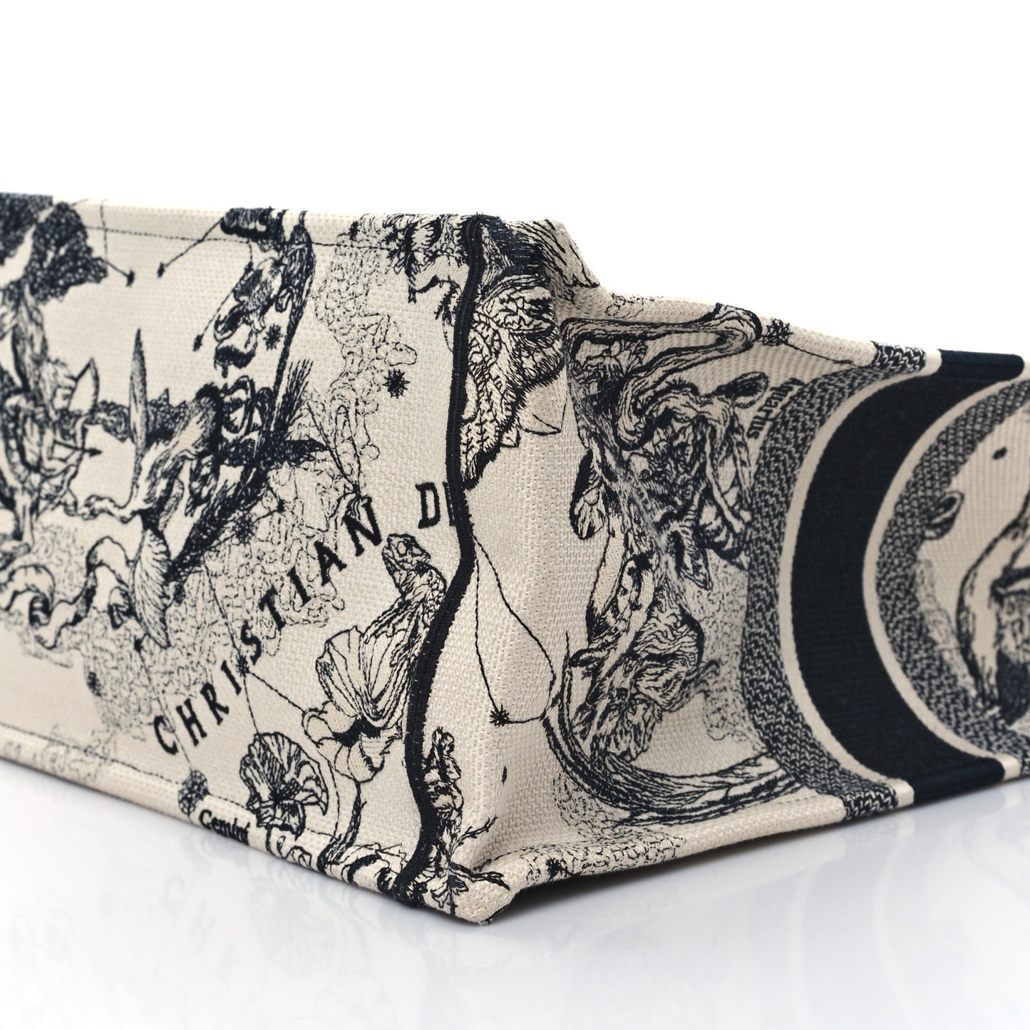 Canvas Embroidered Large Zodiac Toile De Jouy Book Tote Latte