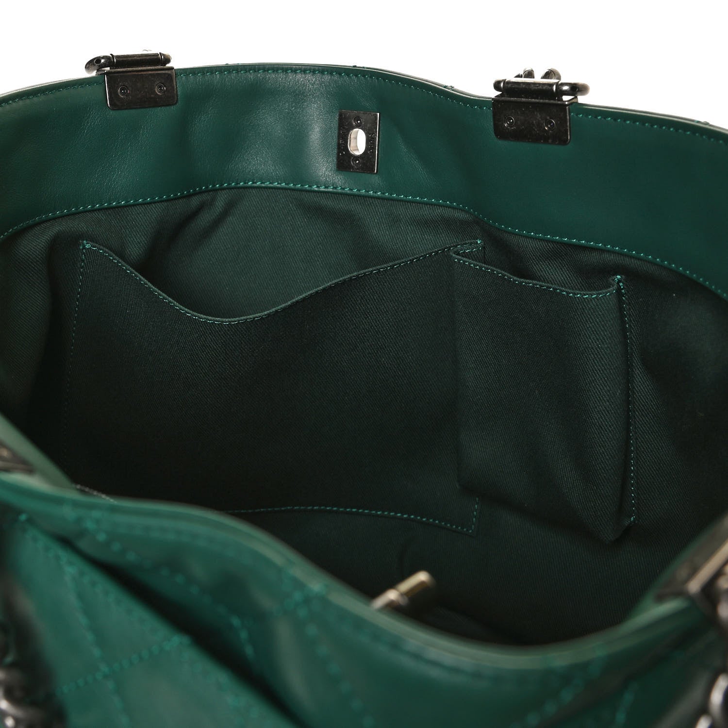 Chanel Calfskin Quilted Large Shopping In Chains Tote Green 13 of 14