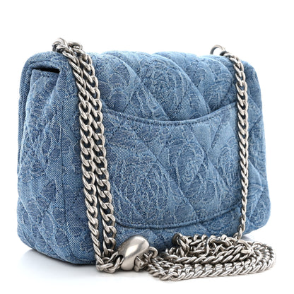 Chanel Denim Quilted Camellia Sweetheart Mini Flap Blue 3 of 10