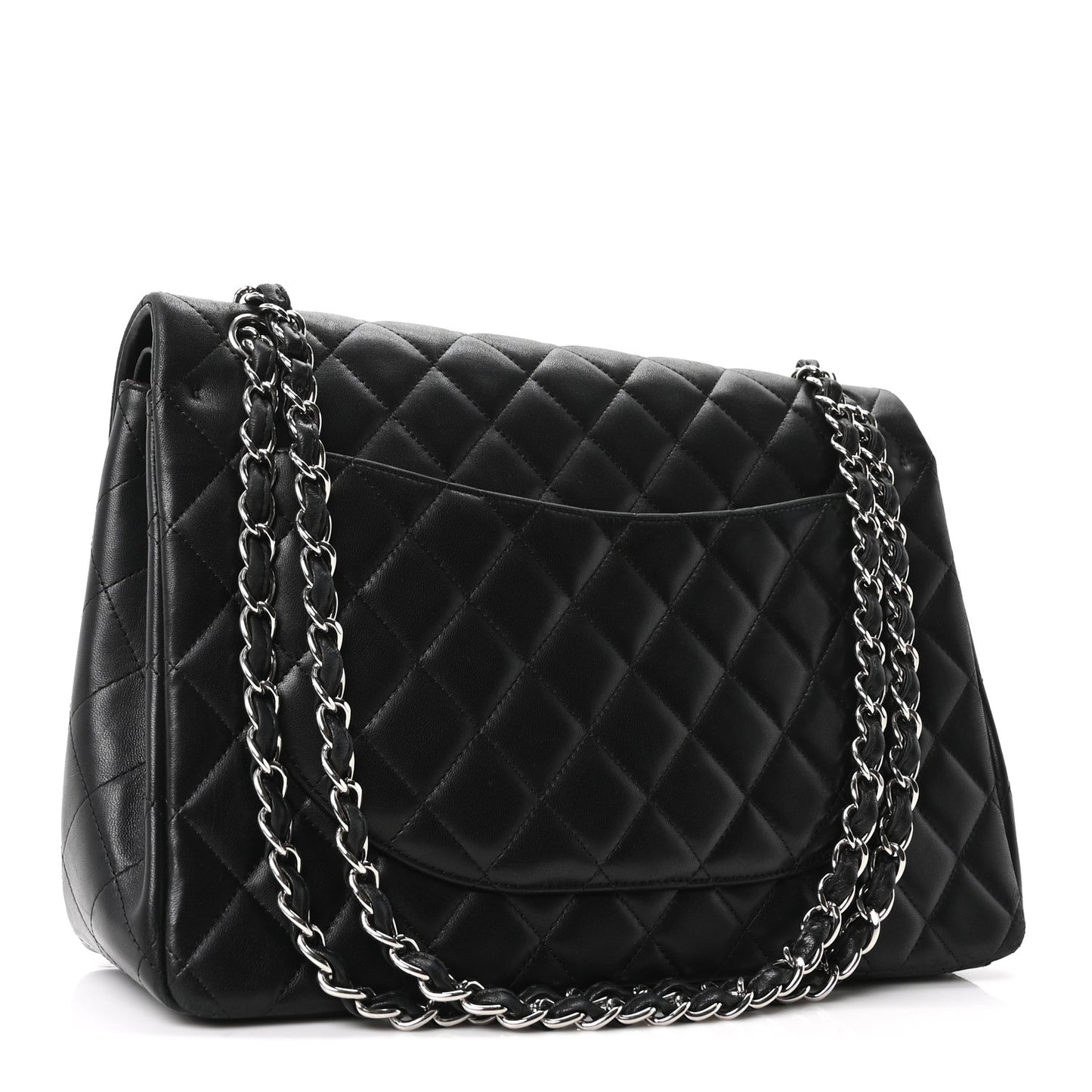 Lambskin Quilted Maxi Double Flap Black