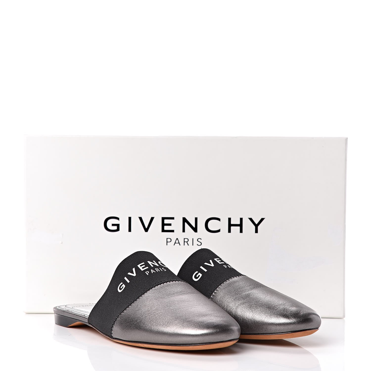 Givenchy Metallic Calfskin Bedford Logo Mule Slides 37 Black 11 of 11