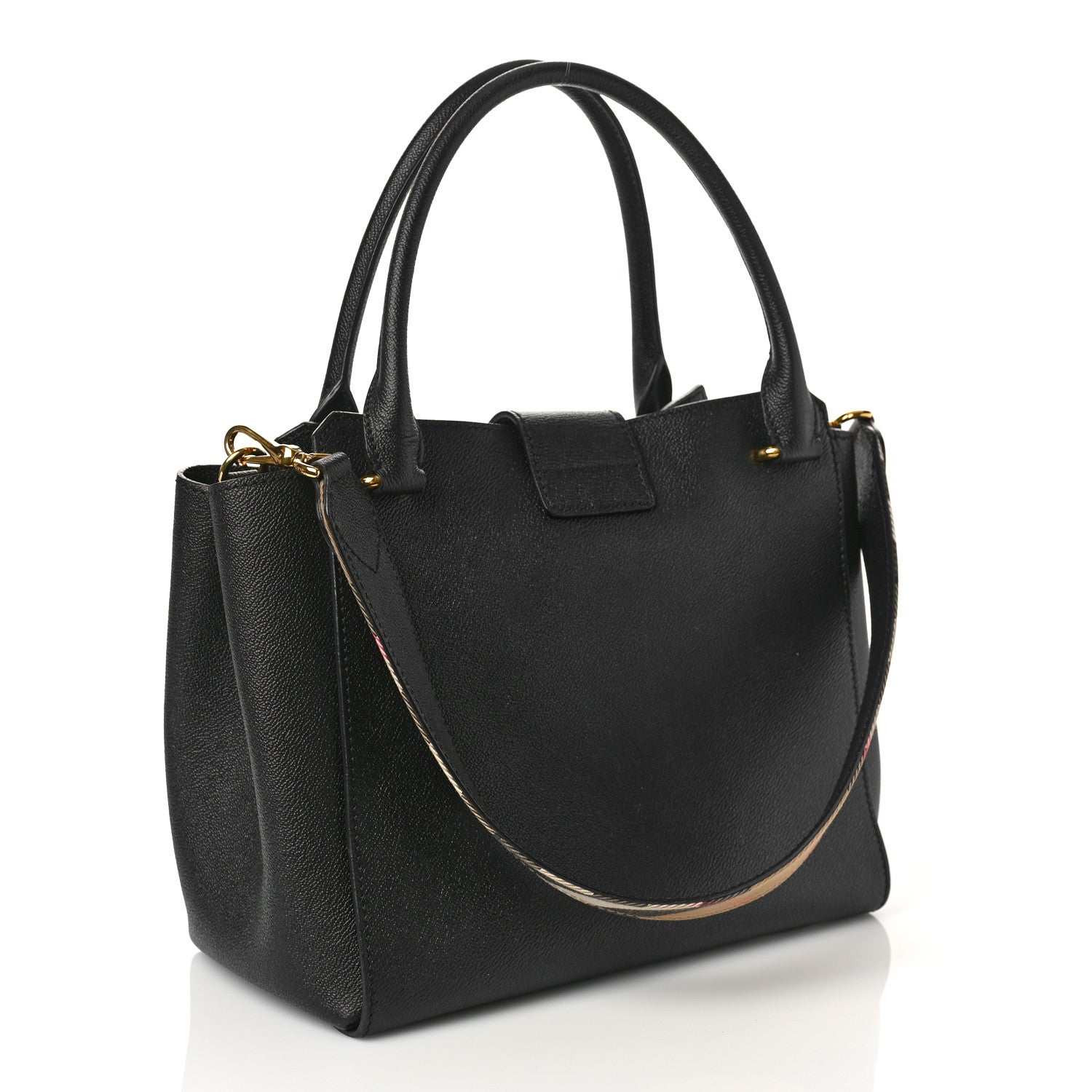 Burberry Soft Grain Calfskin Medium Buckle Tote Black 3 of 9