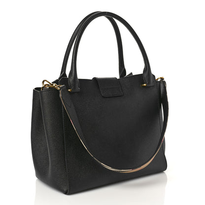 Burberry Soft Grain Calfskin Medium Buckle Tote Black 3 of 9