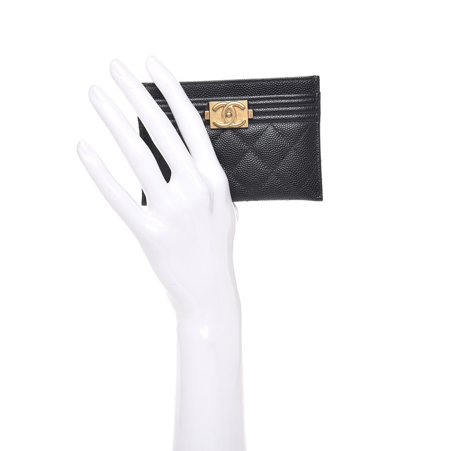 Caviar Quilted Boy Card Holder Black