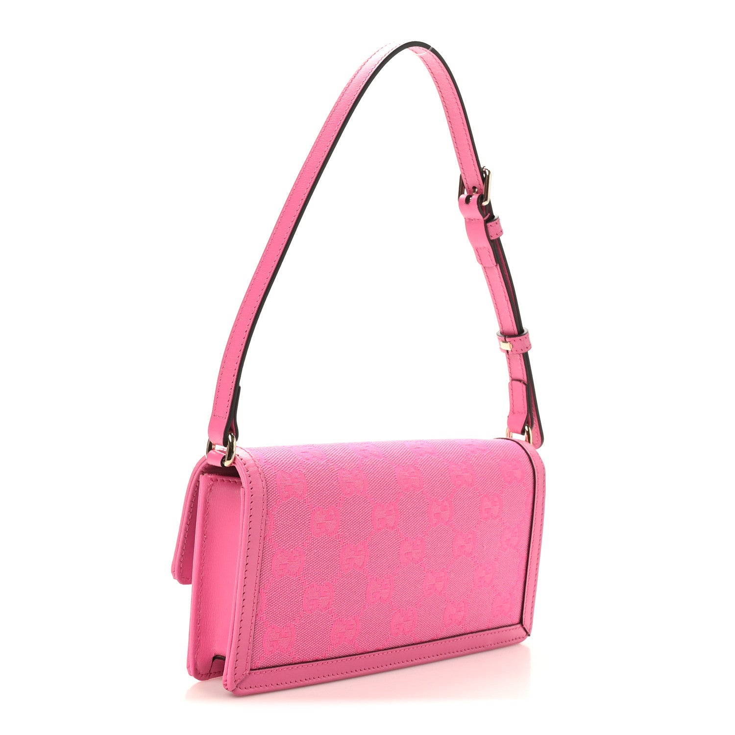 Gucci GG Monogram Scratch Lux Calfskin Mini Luce Shoulder Bag Rose Dark Blossom 3 of 9