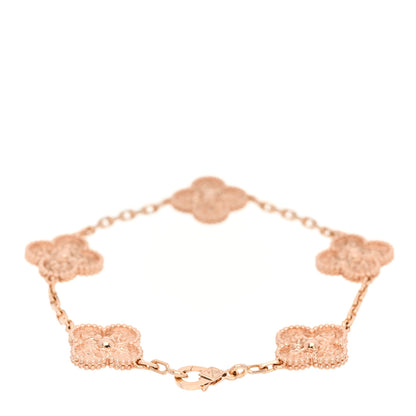 Van Cleef & Arpels 18K Rose Gold 5 Motifs Vintage Alhambra Bracelet 2 of 3