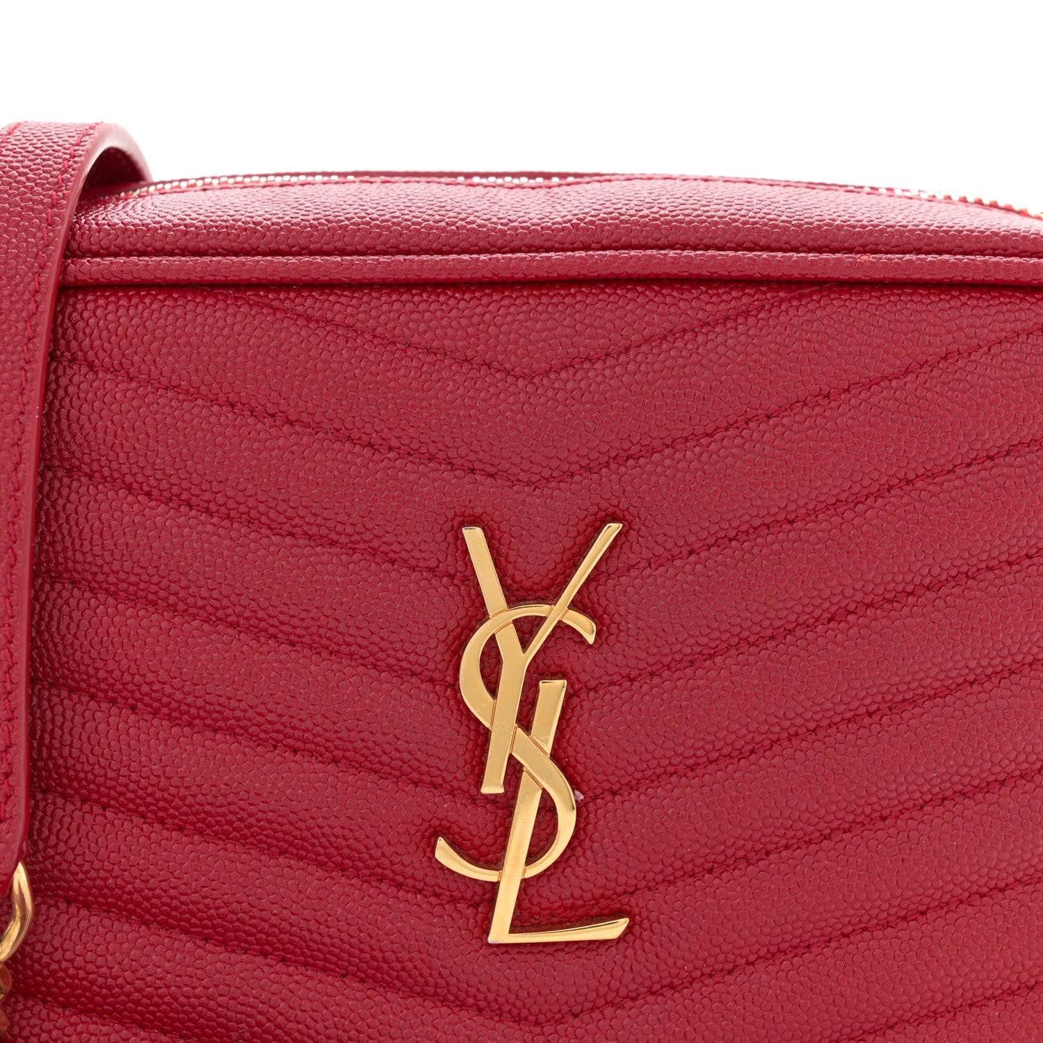 Saint Laurent Grain De Poudre Matelasse Monogram Mini Lou Camera Bag Eros Red 8 of 11