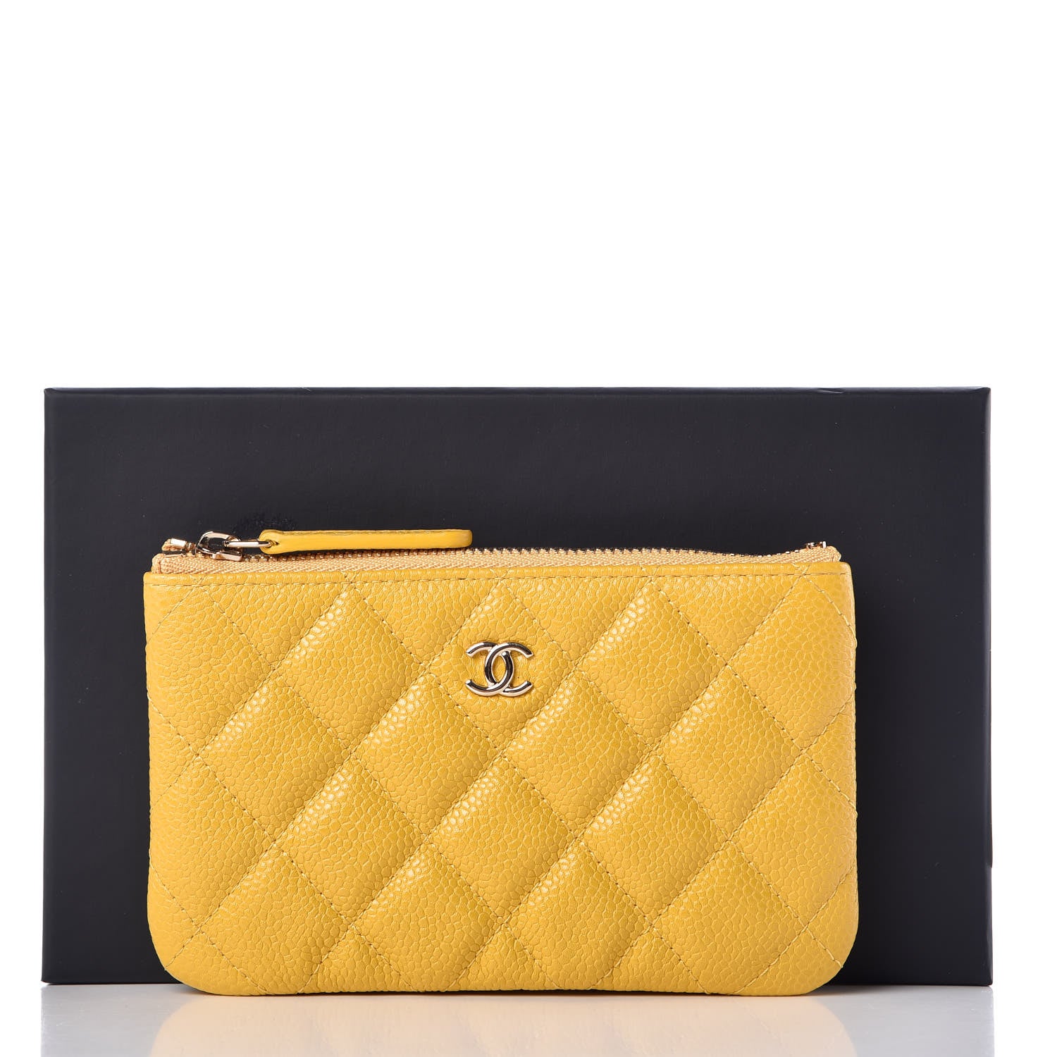 Chanel Caviar Quilted Small Cosmetic Case Yellow 8 of 8