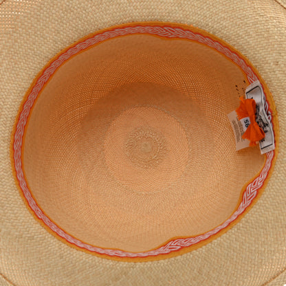 Hermes Straw Panama Brisa Fantaisie D'Etriers Greta Hat 58 Naturel Orange 6 of 8