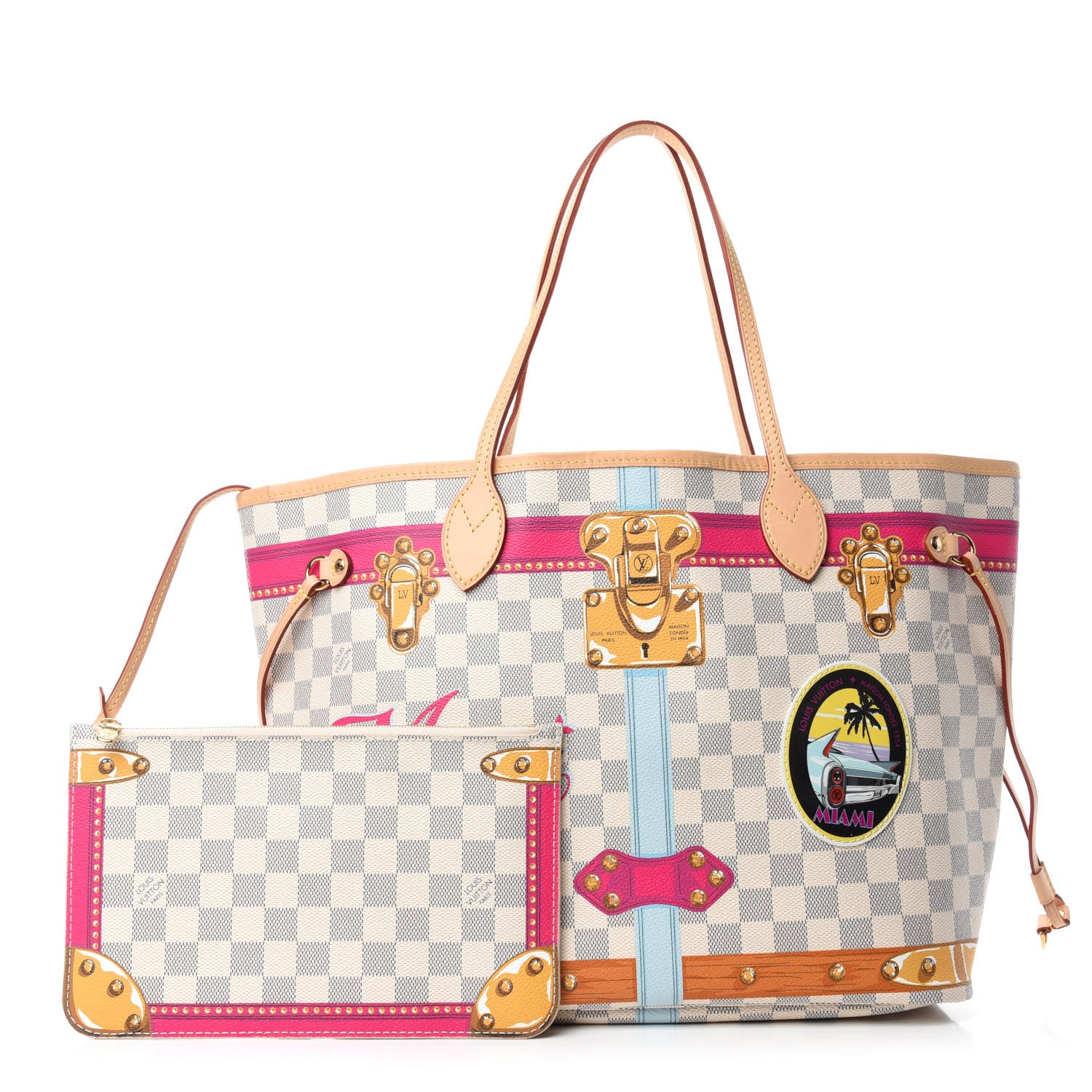 Louis Vuitton Damier Azur Summer Trunks Miami Neo Neverfull MM 1 of 13