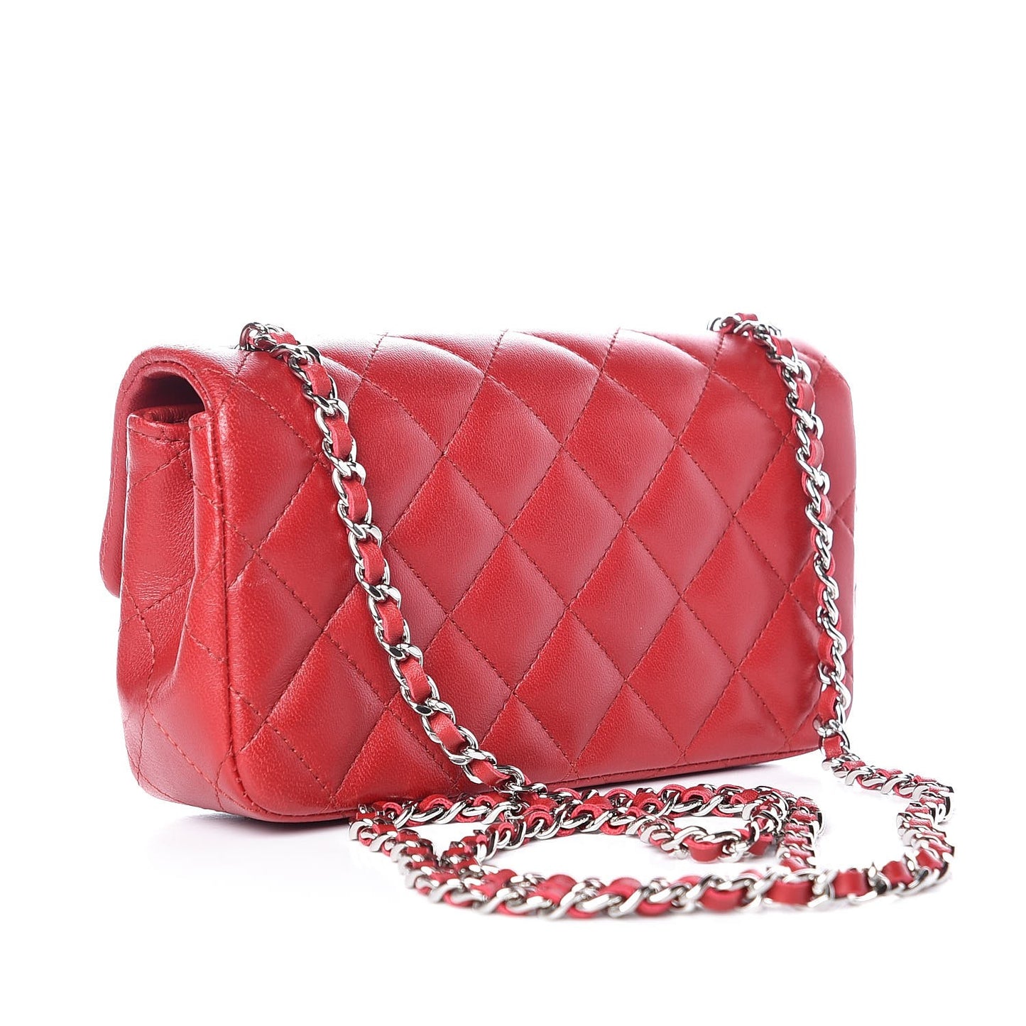 Lambskin Quilted Extra Mini Flap Red