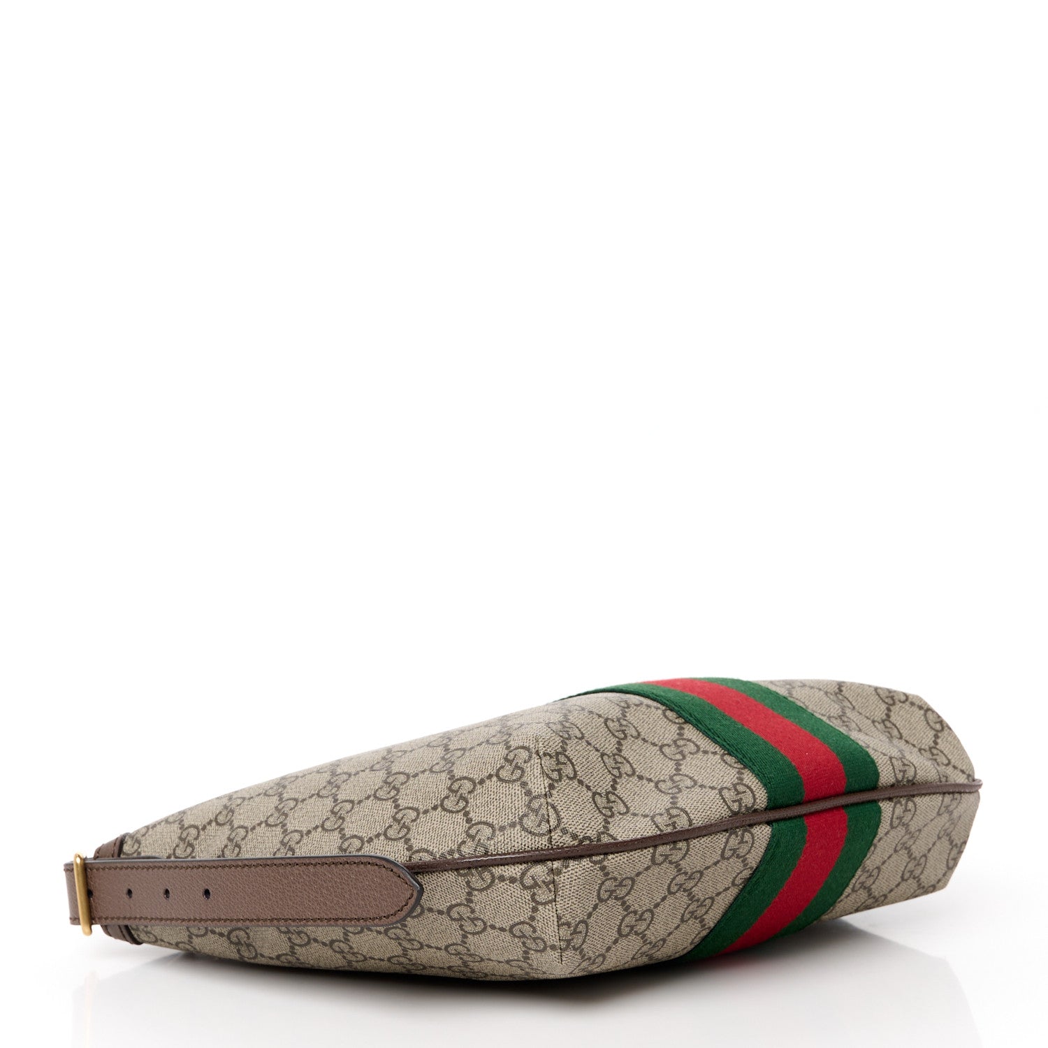 Gucci GG Supreme Monogram Textured Dollar Calfskin Web Small Ophidia Half Moon Hobo Beige Ebony New Acero 4 of 12
