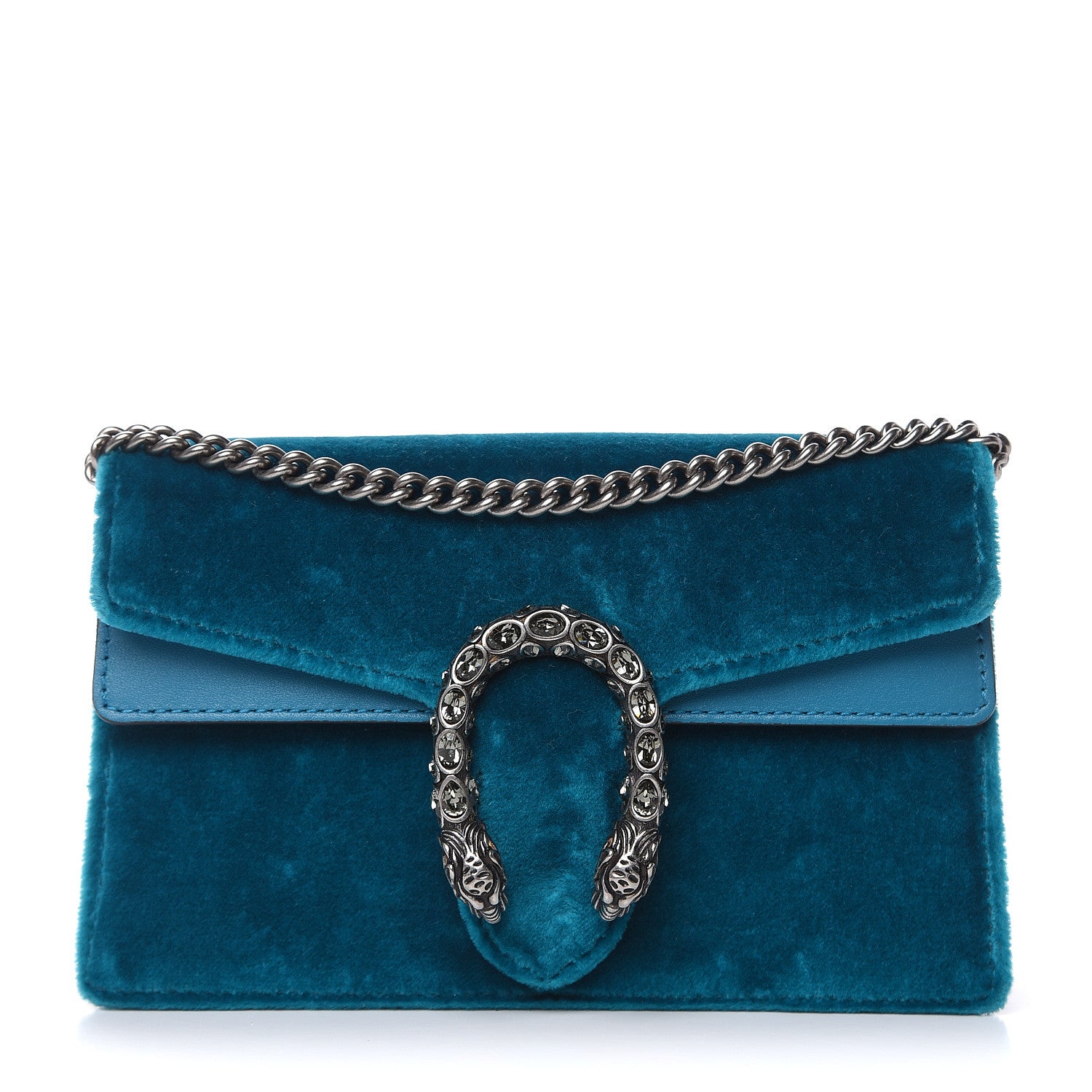 Gucci Velvet Super Mini Dionysus Shoulder Bag Pavone Cyan 1 of 10
