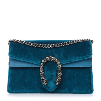 Gucci Velvet Super Mini Dionysus Shoulder Bag Pavone Cyan 1 of 10
