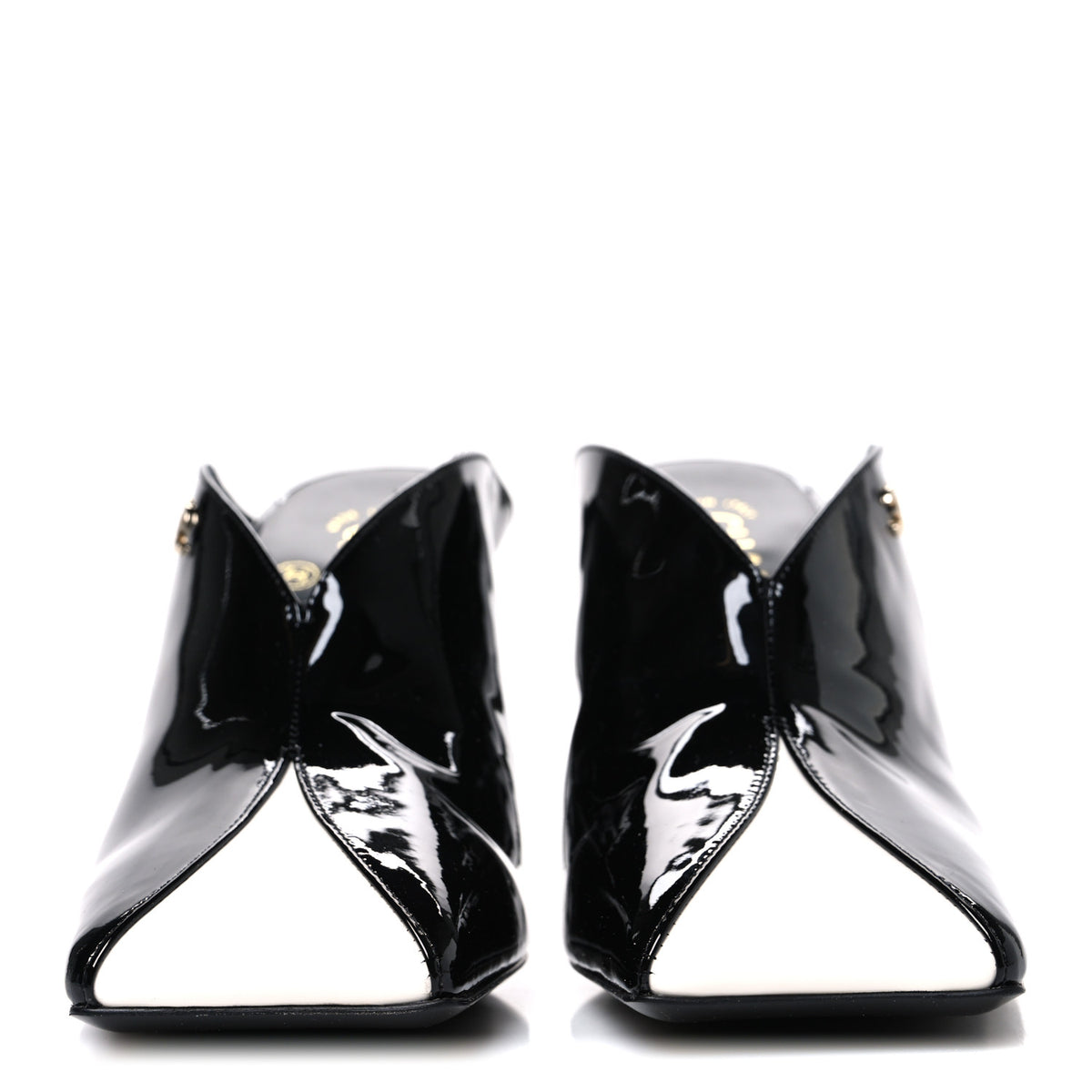 Chanel Patent Calfskin Mules 40.5 Black White Green 3 of 11