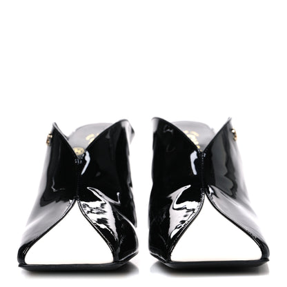 Chanel Patent Calfskin Mules 40.5 Black White Green 3 of 11